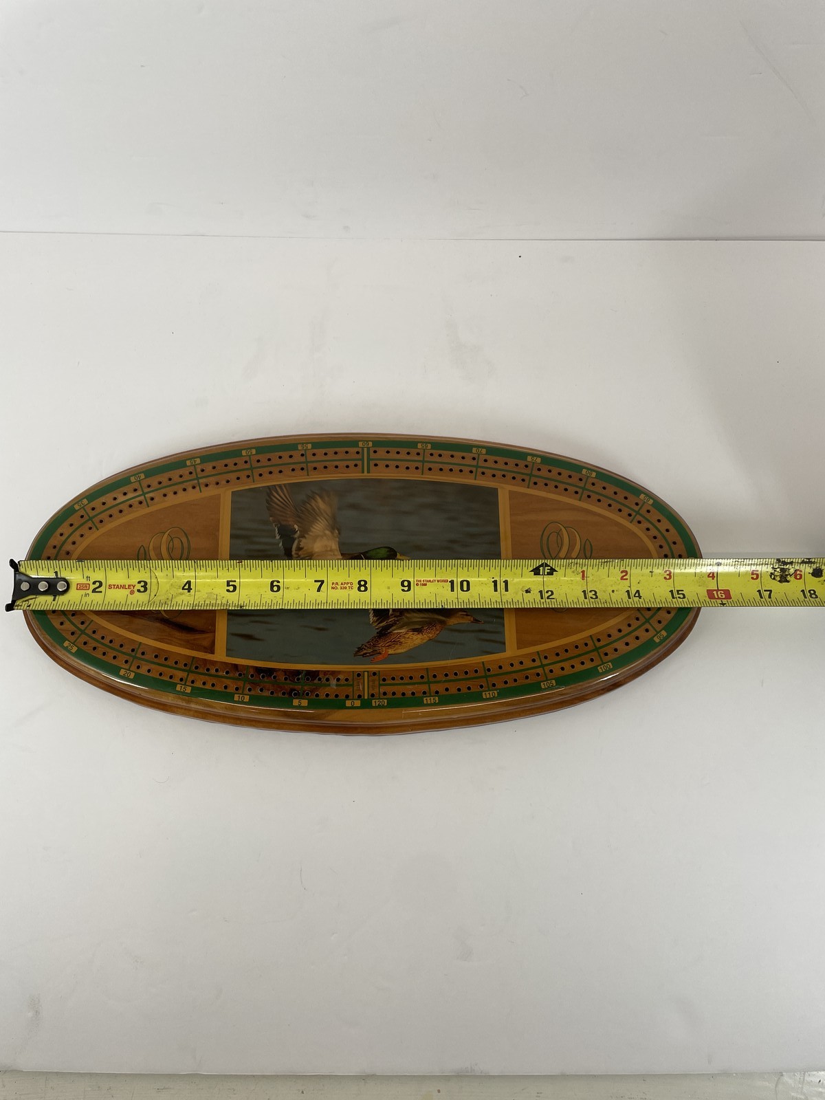 Vintage Great Western Ent. Wooden Cribbage Board – Flying Ducks Wildlife Theme