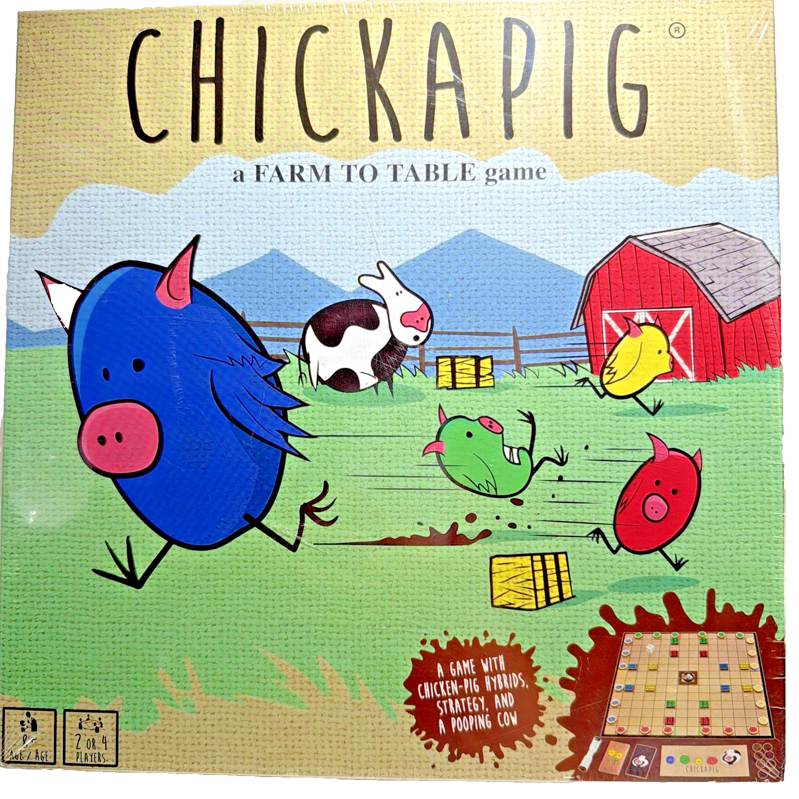 Chickapig Strategic Board Game Family Friendly Farm Game For 2 or 4 Players