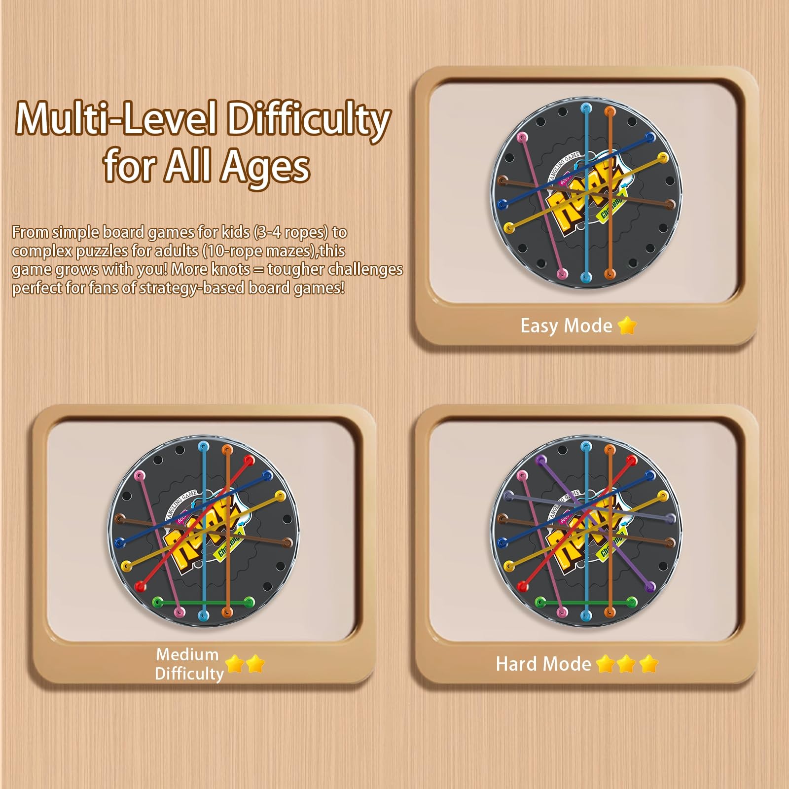 Rope Untangling Puzzle Game Travel Size Brain Teaser Family Party Game