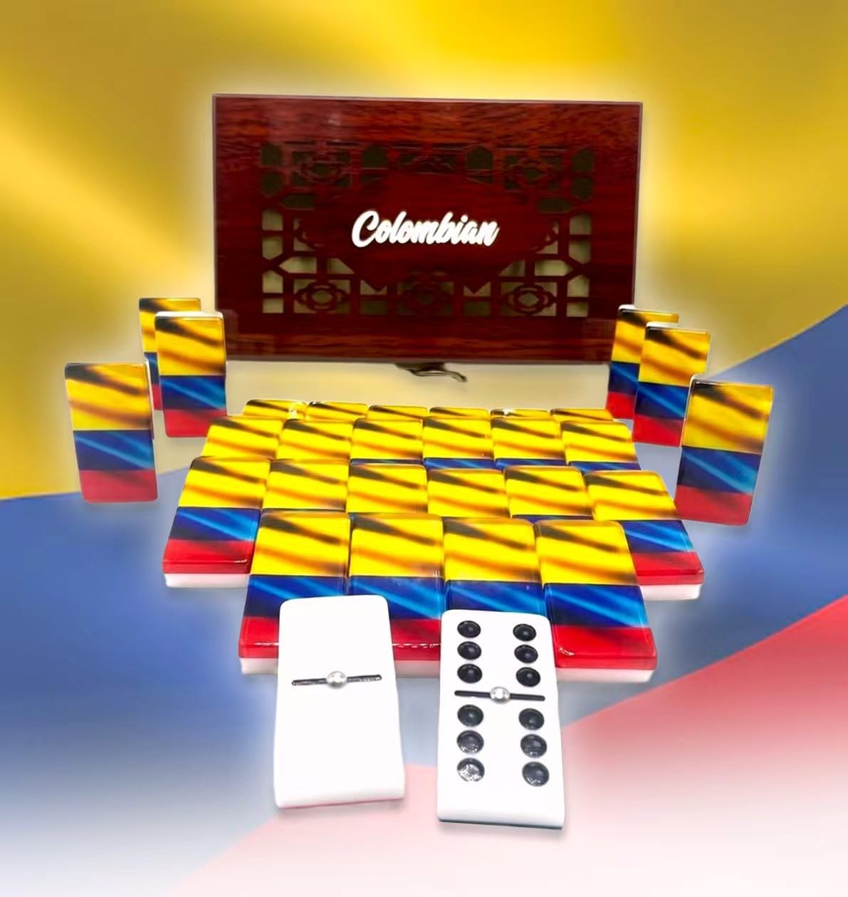Colombian Premium Edition Dominoes Set Deluxe – Double Six Domino Tiles with …