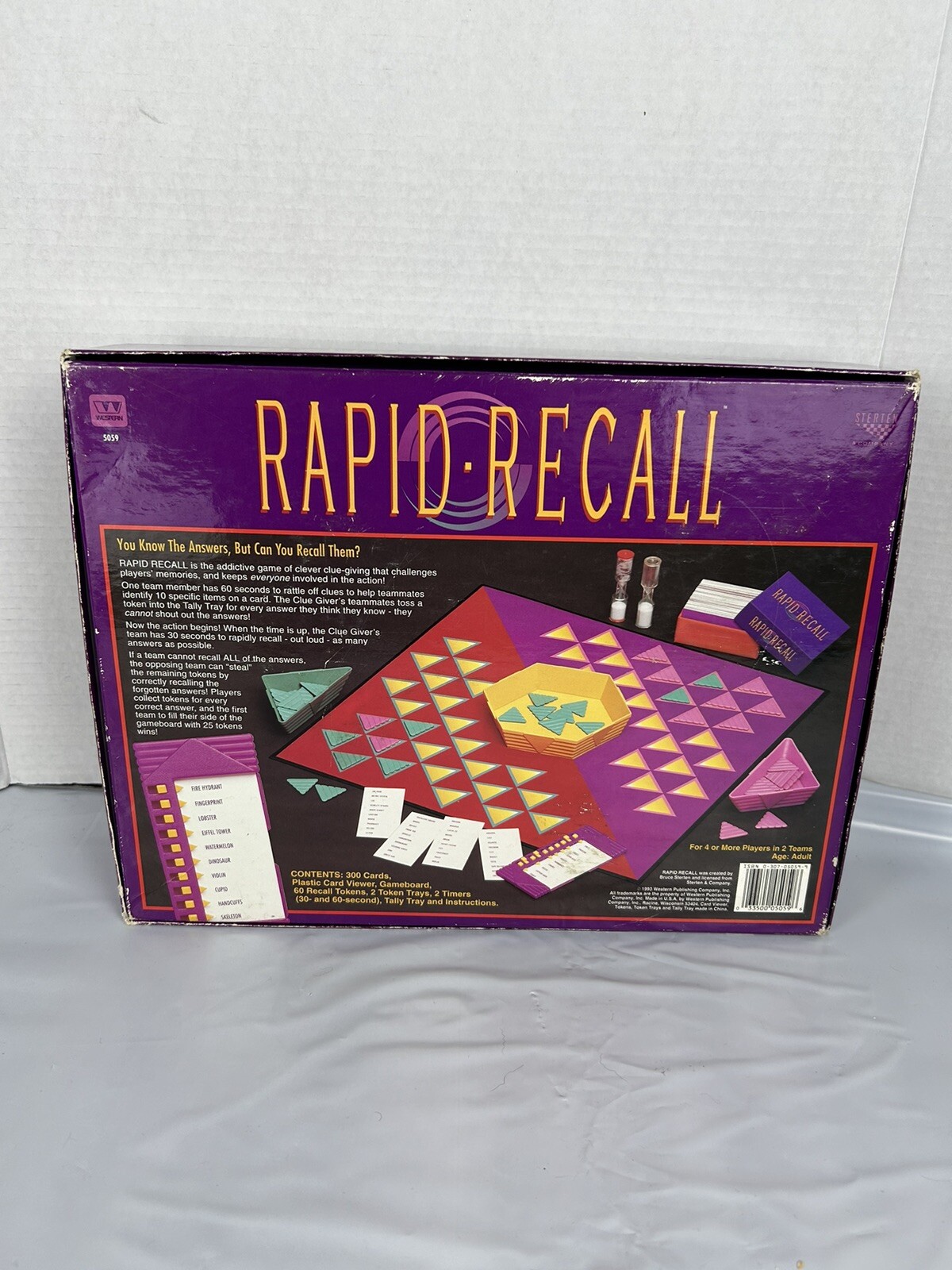 Rapid Recall Board Game 1993 VTG Fast Fun Memory Friends Family Complete EUC