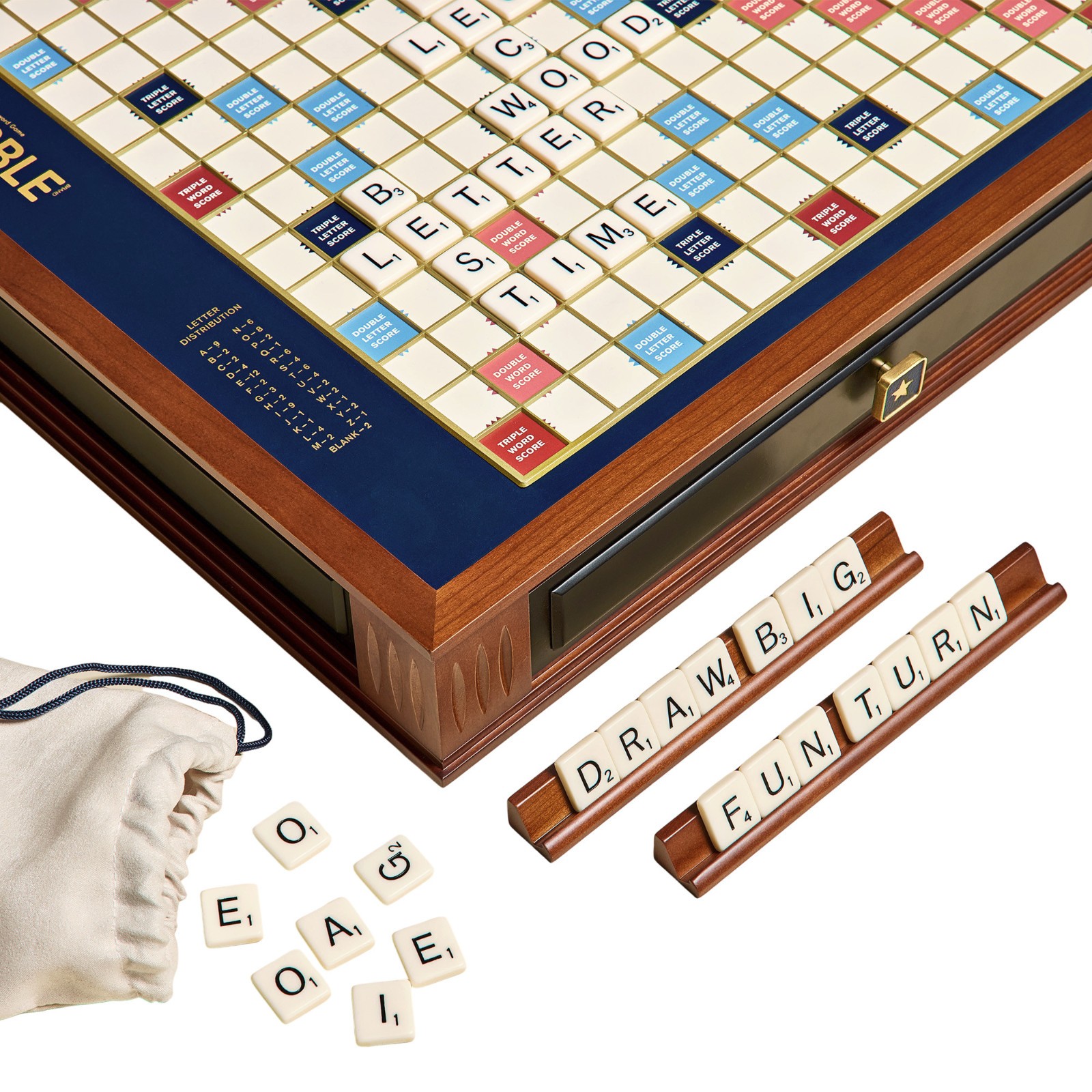 Scrabble Legacy Edition with Rotating Wooden Game Board by WS Game Company New