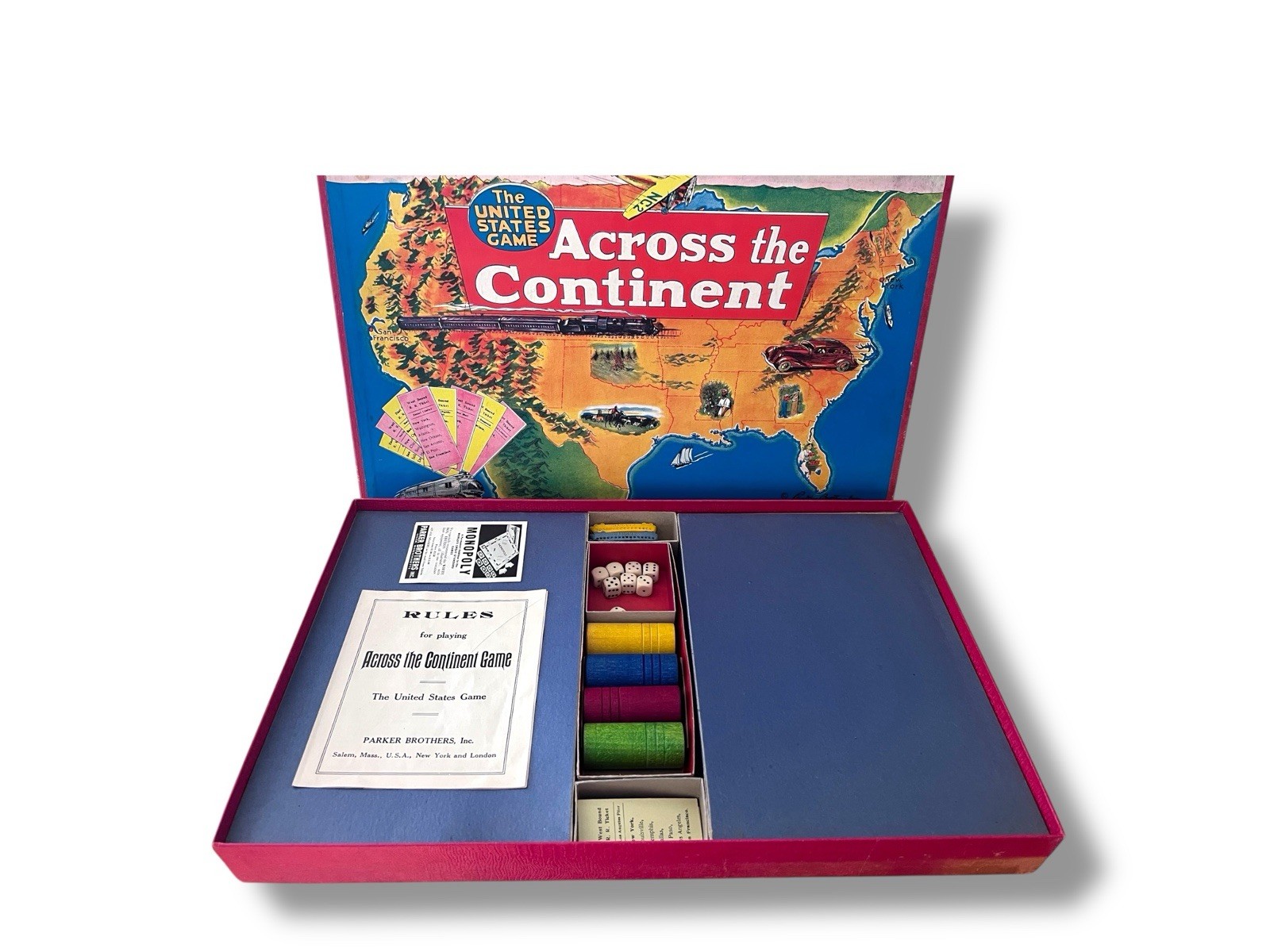 1935 Board Game ACROSS THE CONTINENT Complete In Excellent Condition.