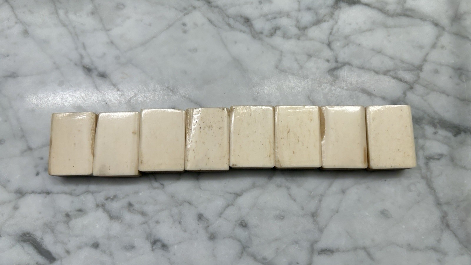 8 Vintage Antique Bone/Bamboo Mahjong Replacement Tiles BLANK THIN BONE