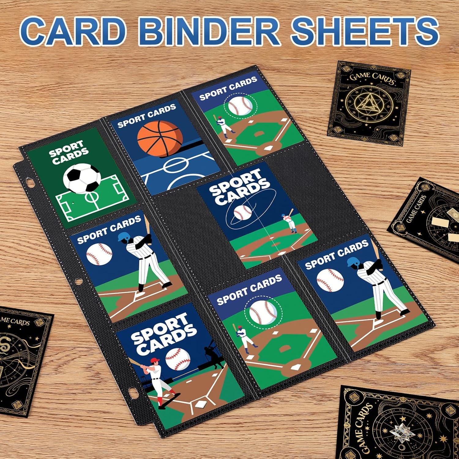 100 Pack 9 Pocket Page Protector, Trading Card Sleeves Pages 100, Black
