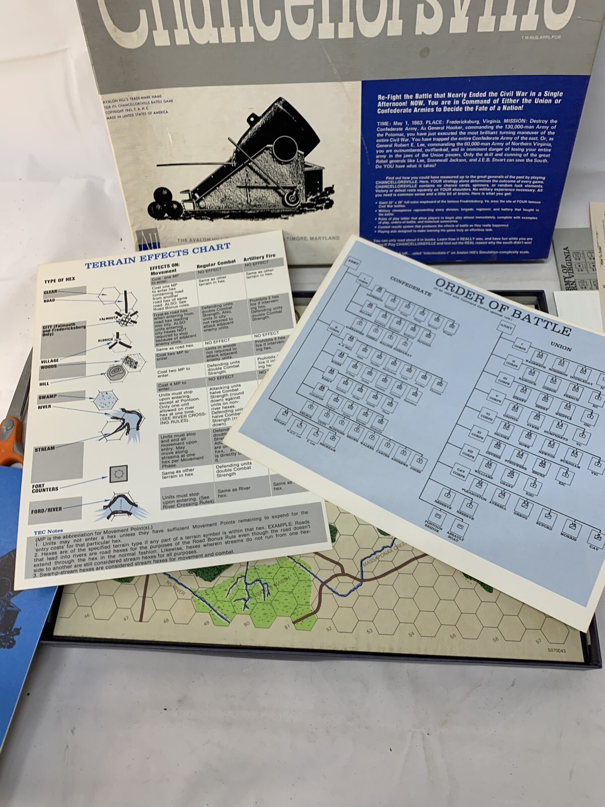 Vintage Avalon Hill Chancellorsville American Civil War Game (UNPUNCHED) 2nd Ed.