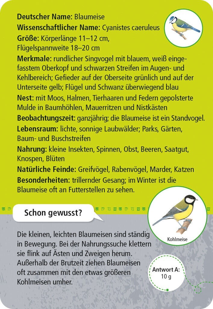 50 heimische Tiere Stadt & Garten Expedition Natur Moses Lernspiel Karten 9778