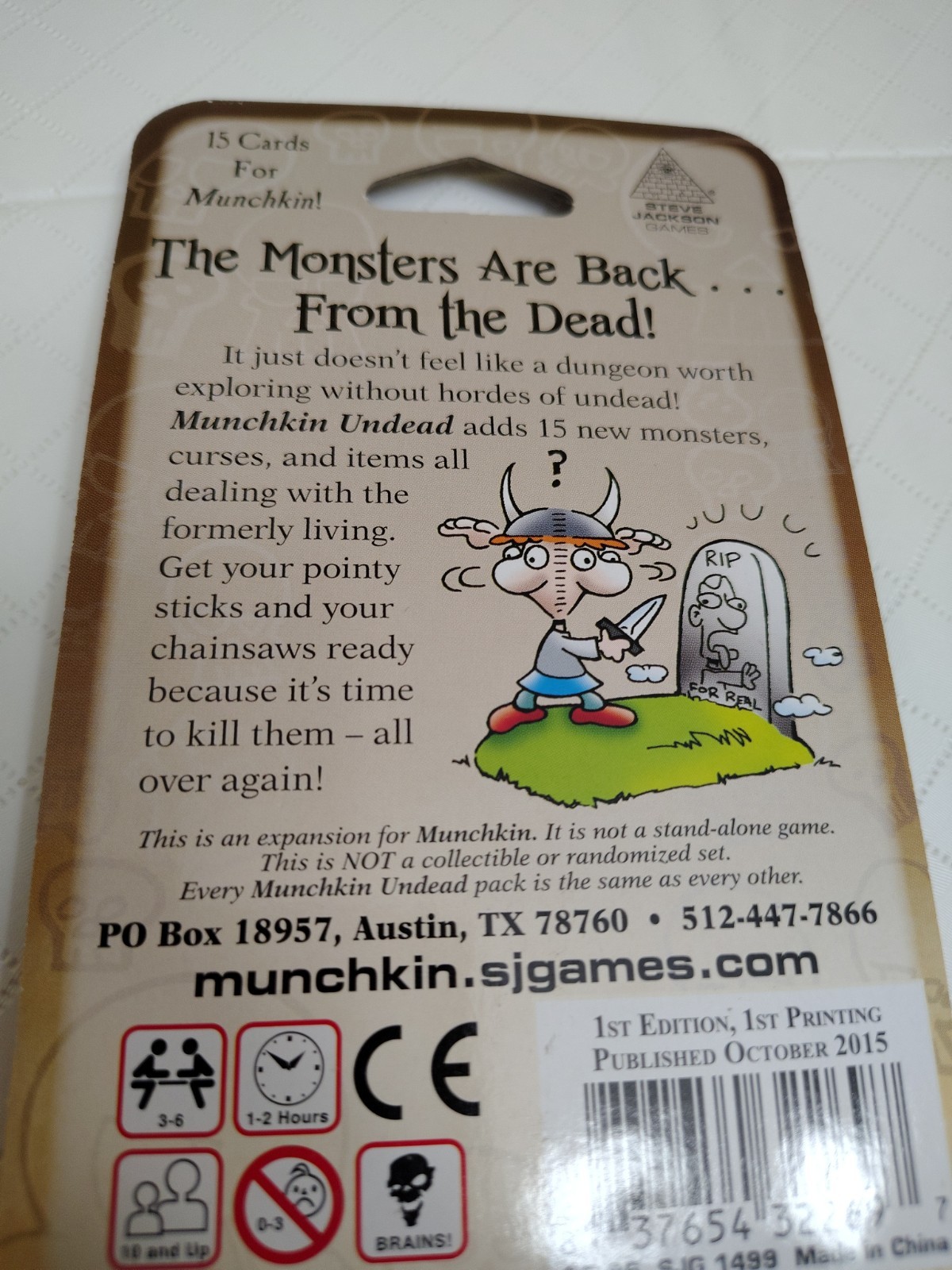 MUNCHKIN UNDEAD Expansion Pack Steve Jackson Games 15 Card Pack 1st Edition 1499