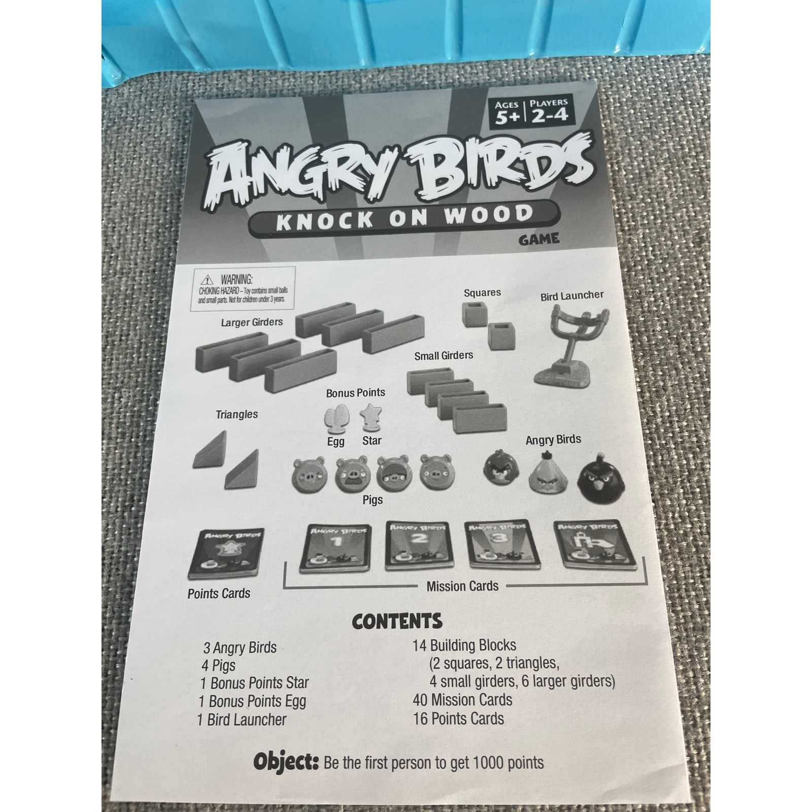 Angry Birds Knock On Wood Board Game Mattel 2011 Complete Catapult Kids Toy