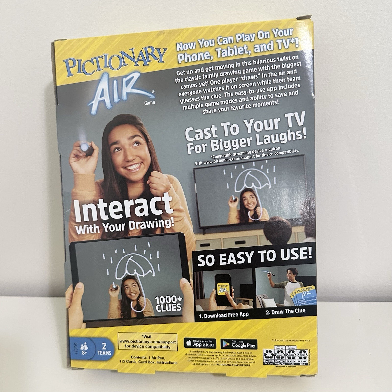 Pictionary Air Drawing Family Game with Light-up Pen and Clue Cards Smart Device