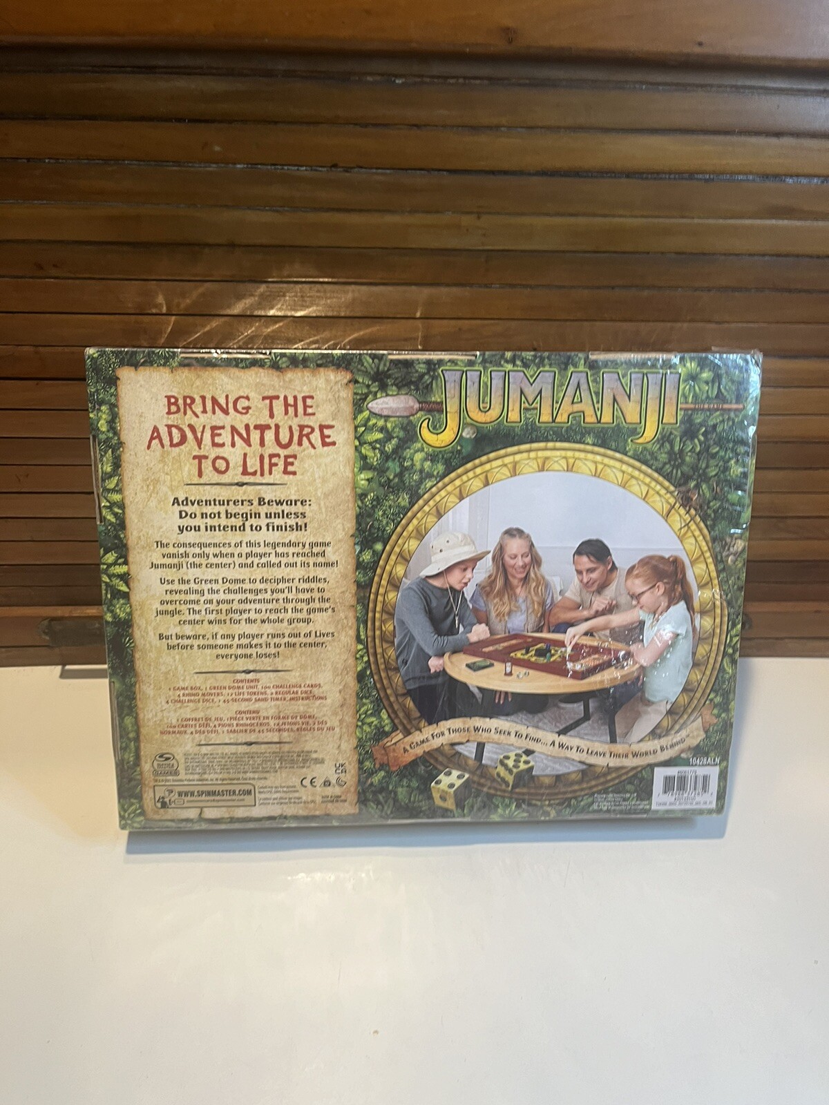 Jumanji The Game Wooden Box Classic Adventure Board Game NEW Plastic Ripped