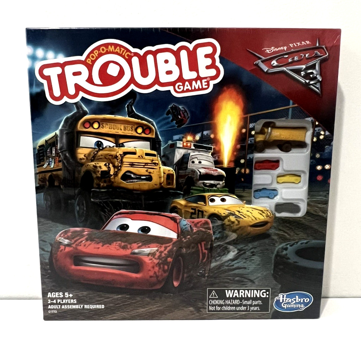LOT OF 2 DISNEY PIXAR CARS 3 BOARD GAMES MONOPOLY JR &POP-O-MATIC TROUBLE HASBRO