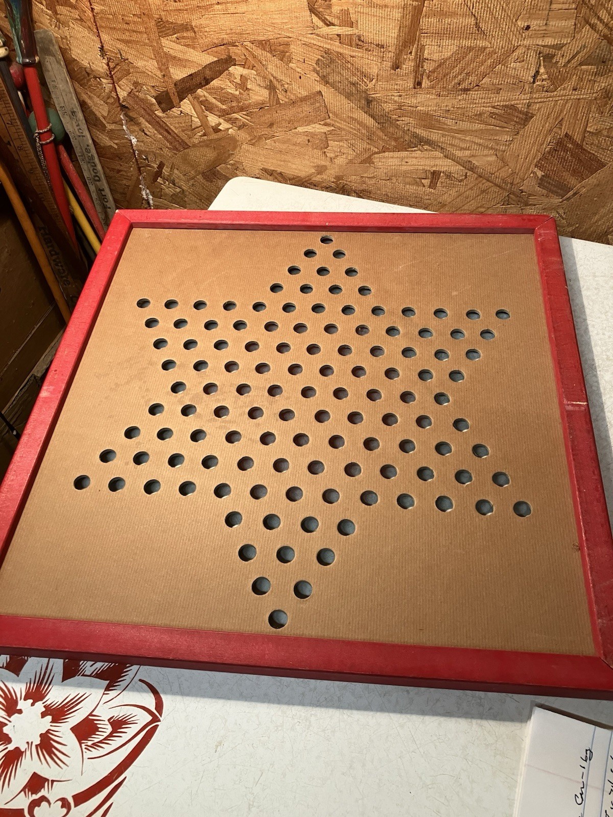 Vintage Hop Ching Chinese Checkers Game Board 1940s J Pressman Co USA Folk Art