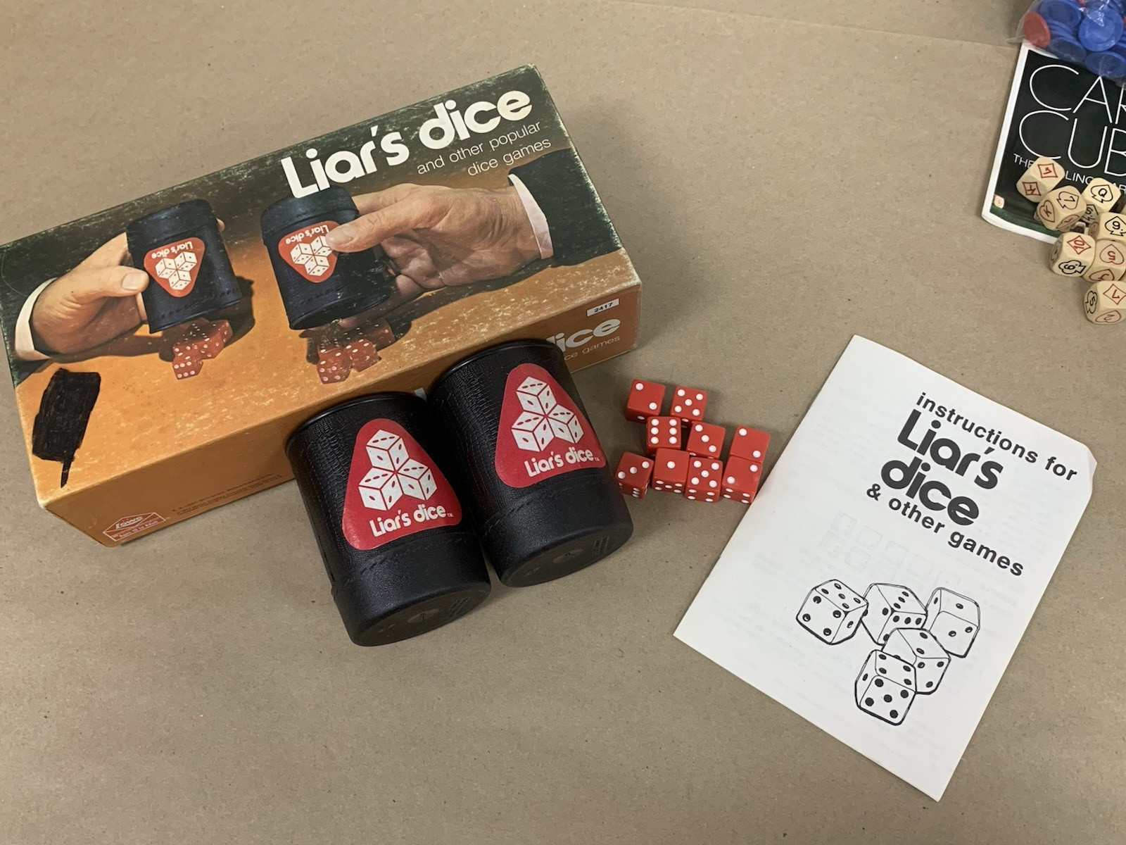 Vintage Dice & Card Game Lot Boggle Word Yahtzee WaterWorks Card Cube Liars Dice