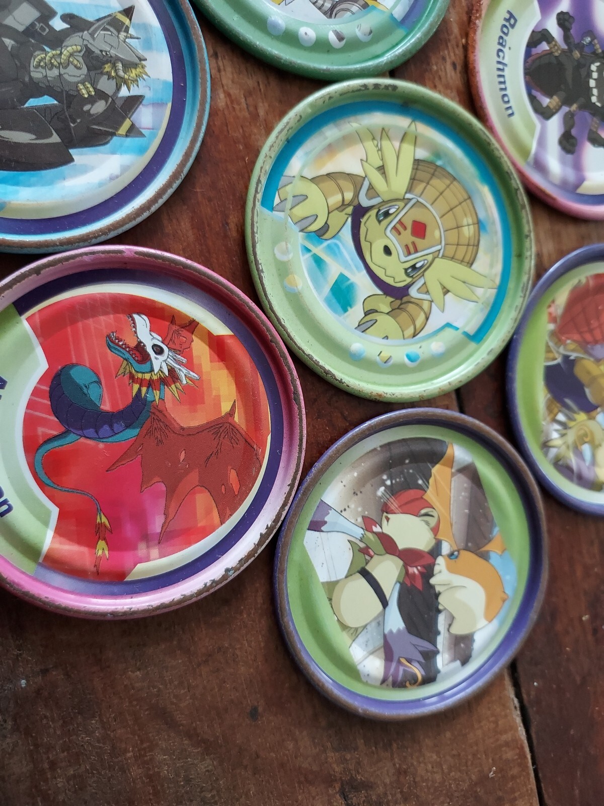 Digimon Rappers Lot Of 31 Digital Monsters Metal Pogs Tazos 2 Inch Mgic Box 2001