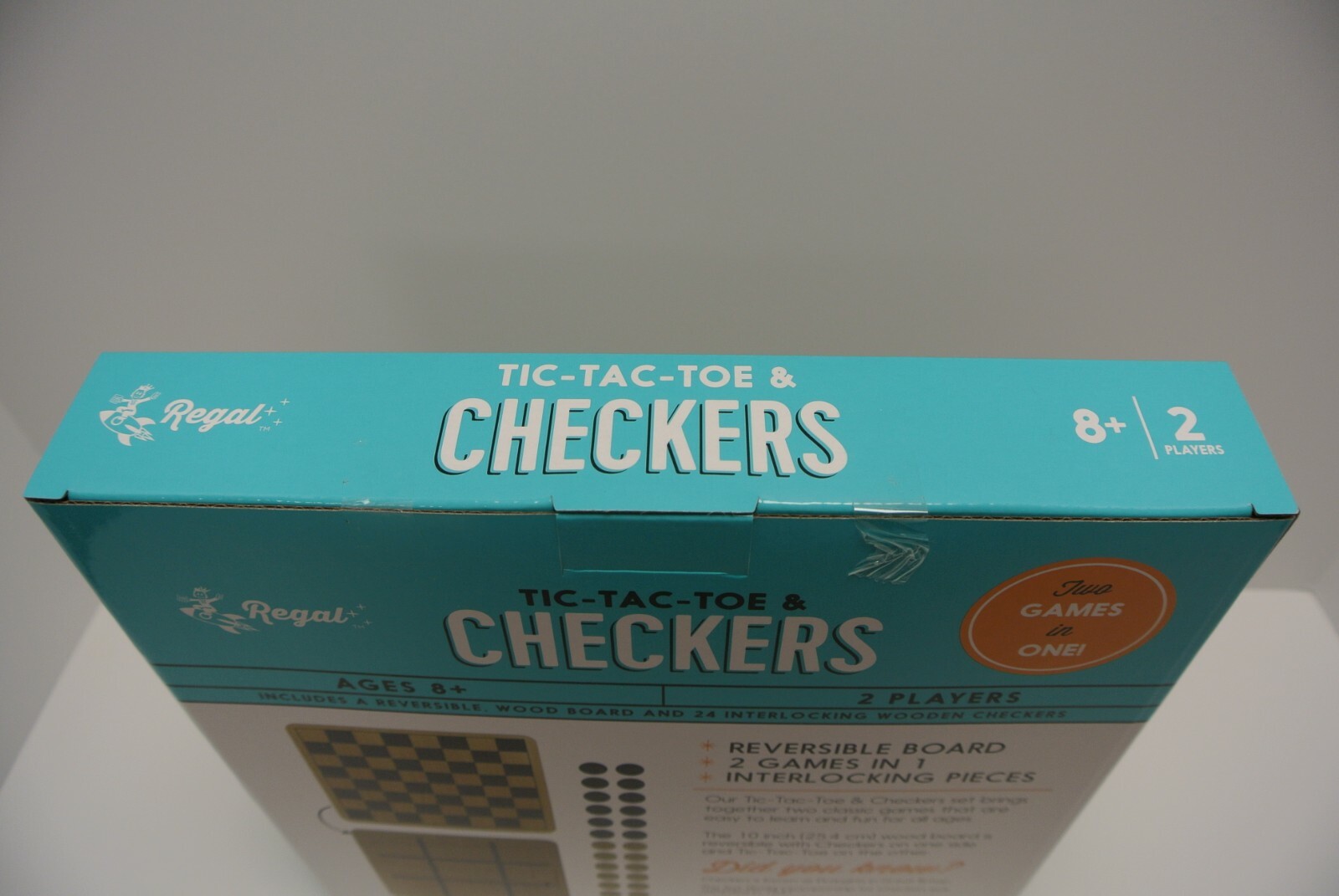 Regal TIC-TAC-TOE & CHECKERS 10″ Reversible Wood Board Game NEW FACTORY SEALED