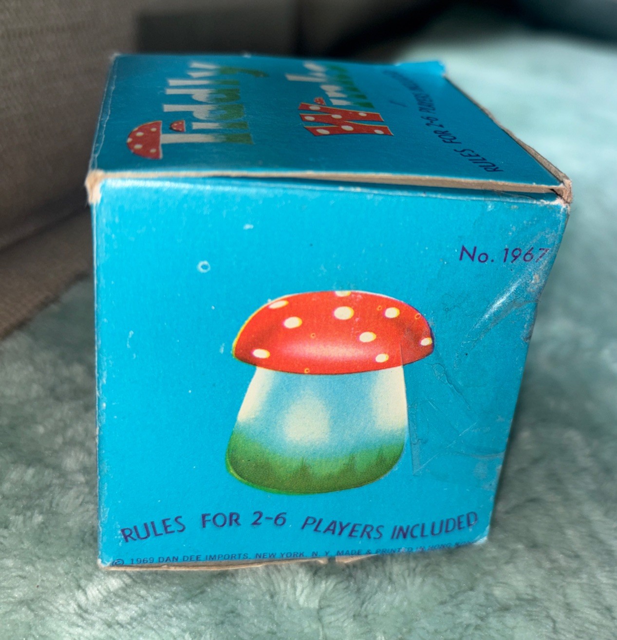 Dan Dee Tiddly Winks Plastic Red Mushroom Game Box Instructions 1969 Hong Kong