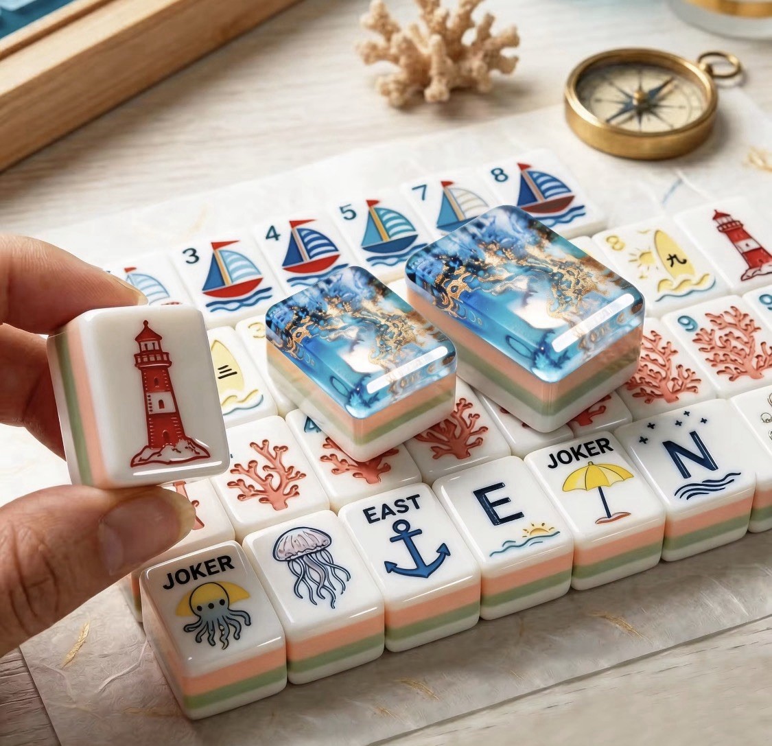 New high-end Blue Ocean Series American Mahjong Tiles set ,160 tiles.