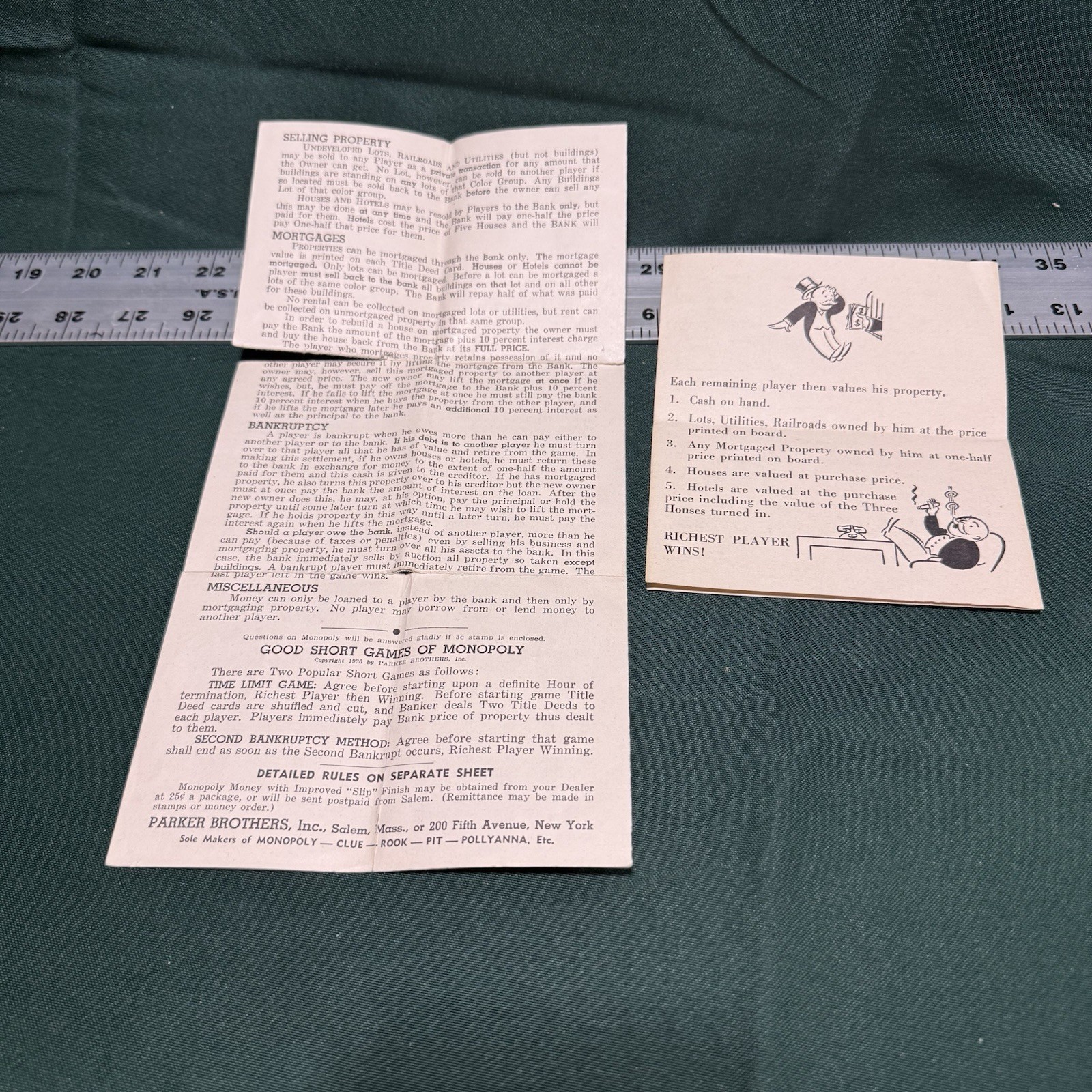 Parker Brothers Monopoly 1951 Board Game Complete with Box Money Cards-NO BOARD