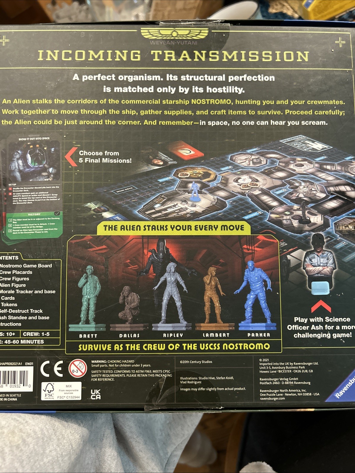 Ravensburger Alien Fate of The Nostromo Game Board – Open Box