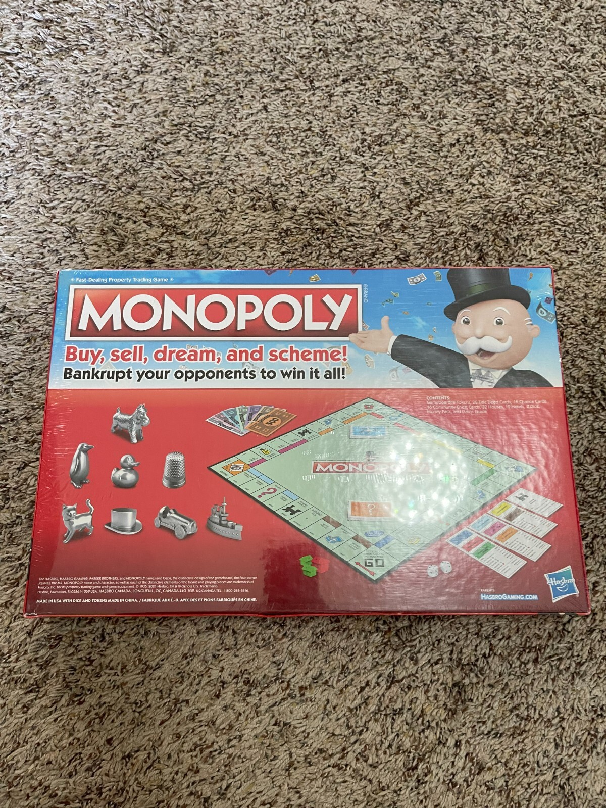 New Monopoly Board Game, Family Board Game for 2 to 6 Players Damaged Box