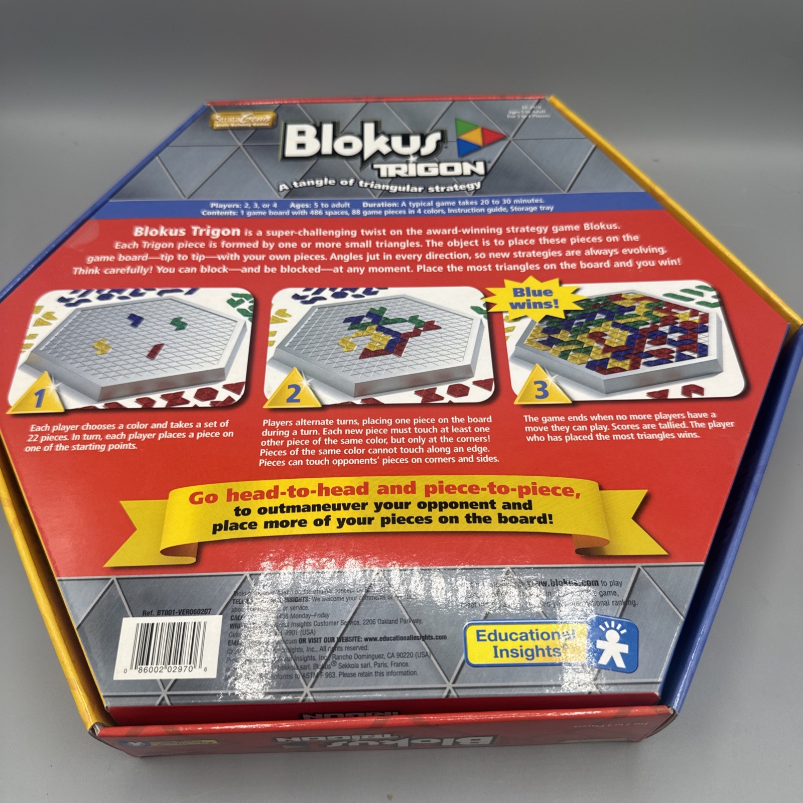 Blokus Trigon Triangular Strategy Board Game 2006 Educational Insights COMPLETE
