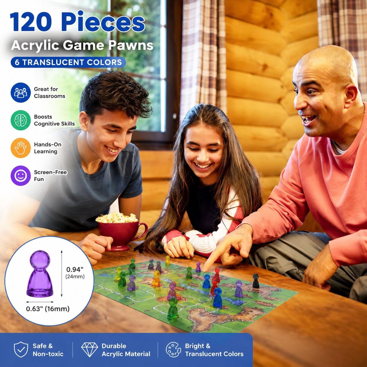 Game Pawns,120 Pieces,6 Colors,Translucent Game Pieces