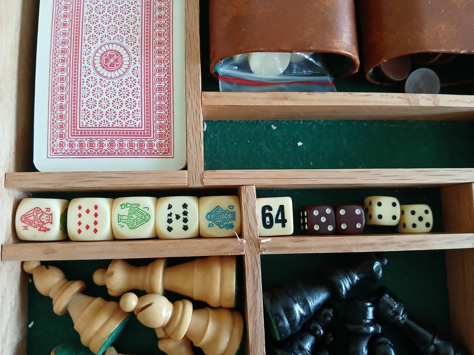 Wooden Game Box. Multiple Boards And Games. 12”x12”x3”. See Photos.