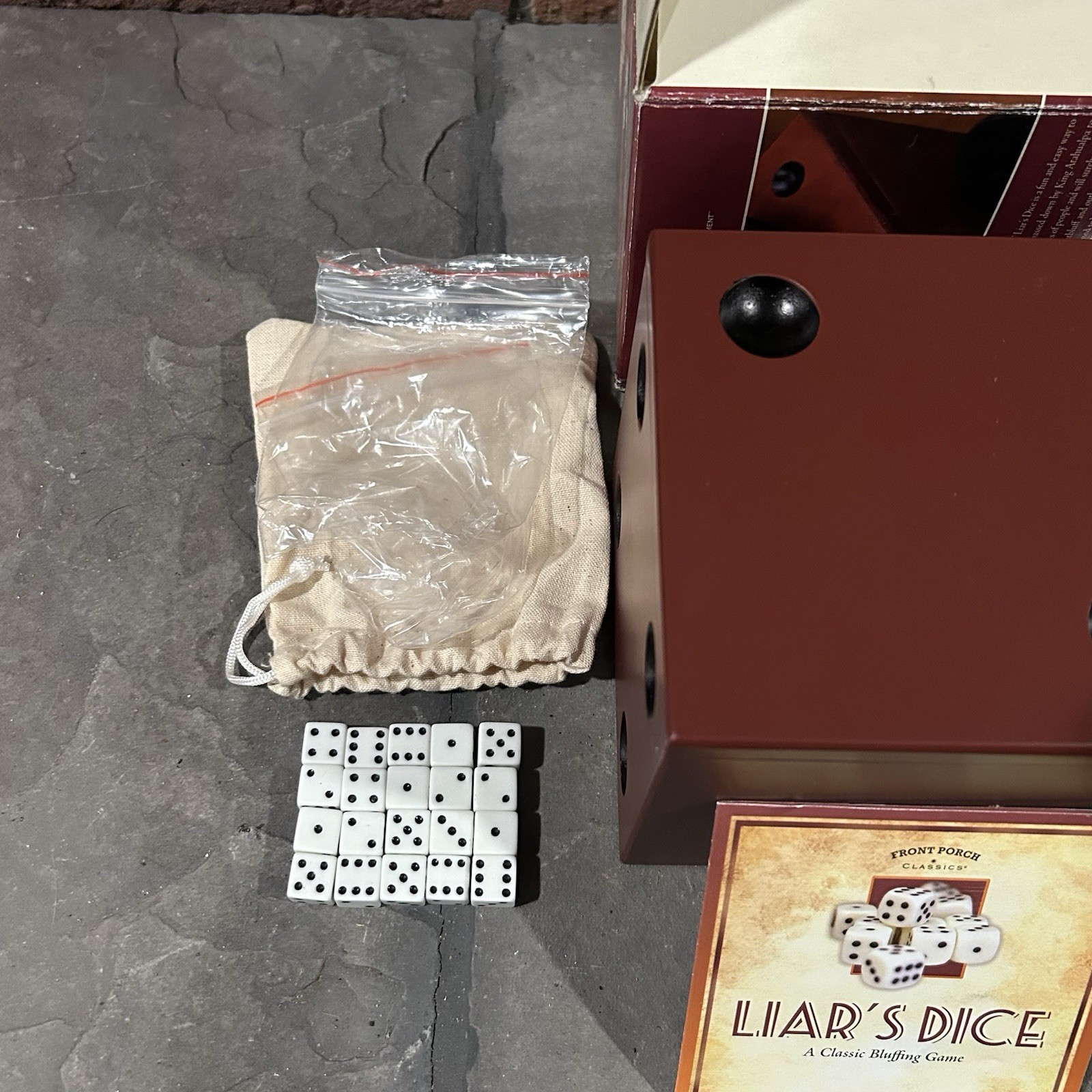 Front Porch Classics Liar’s Dice A Classic Bluffing Game set in storage case – B
