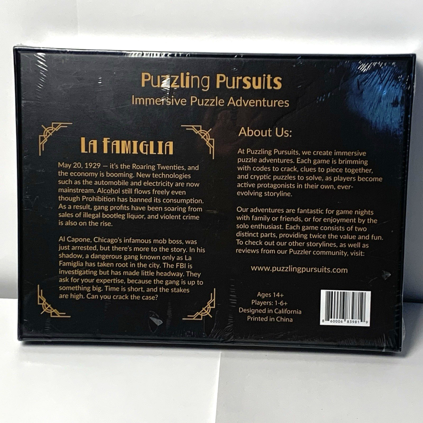 Puzzling Pursuits La Famiglia Mafia Prohibition Escape Game Al Capone NEW SEALED