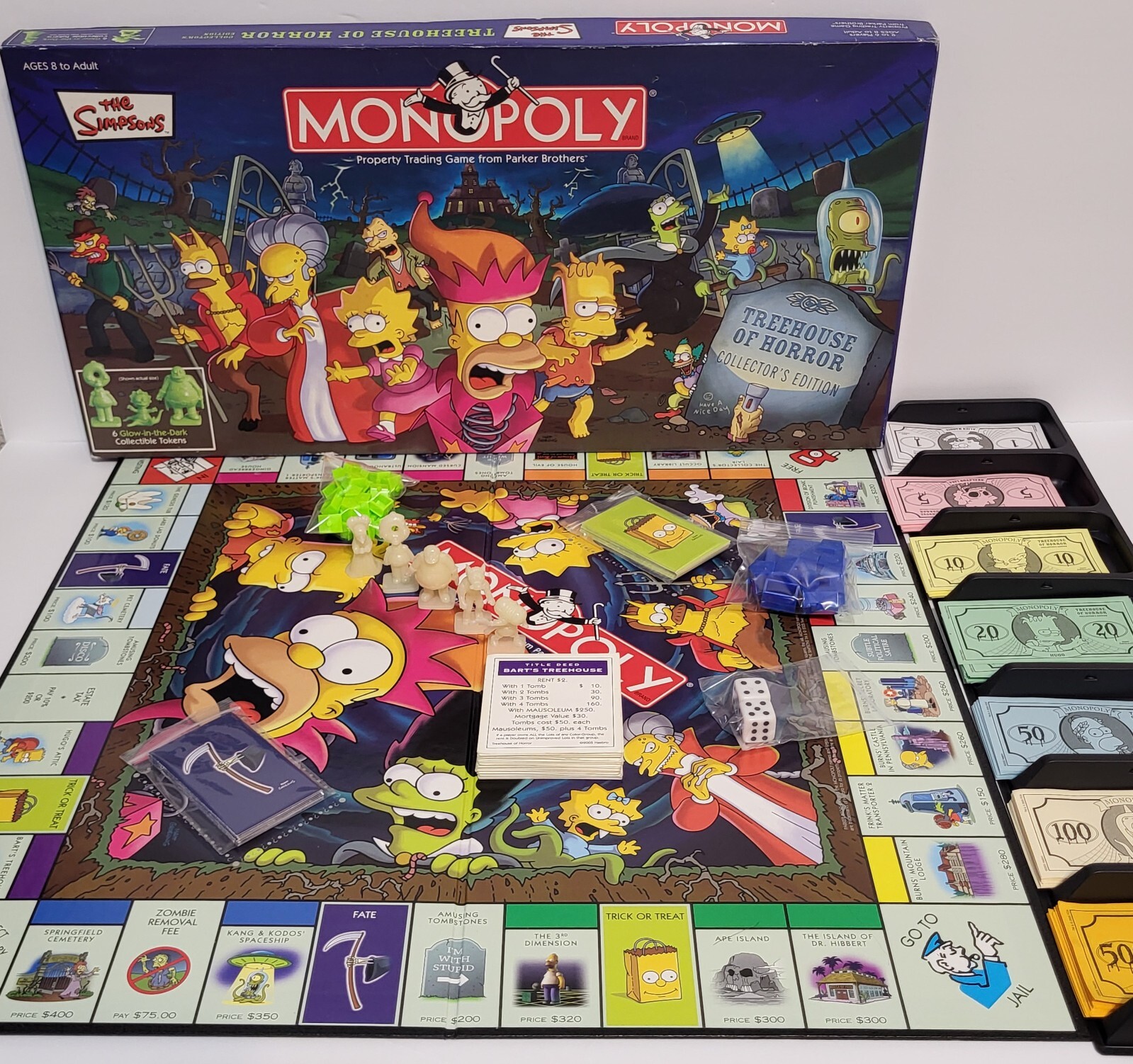 THE SIMPSONS TREE HOUSE OF HORROR Monopoly GLOW-IN-THE-DARK Board Game DVD READ