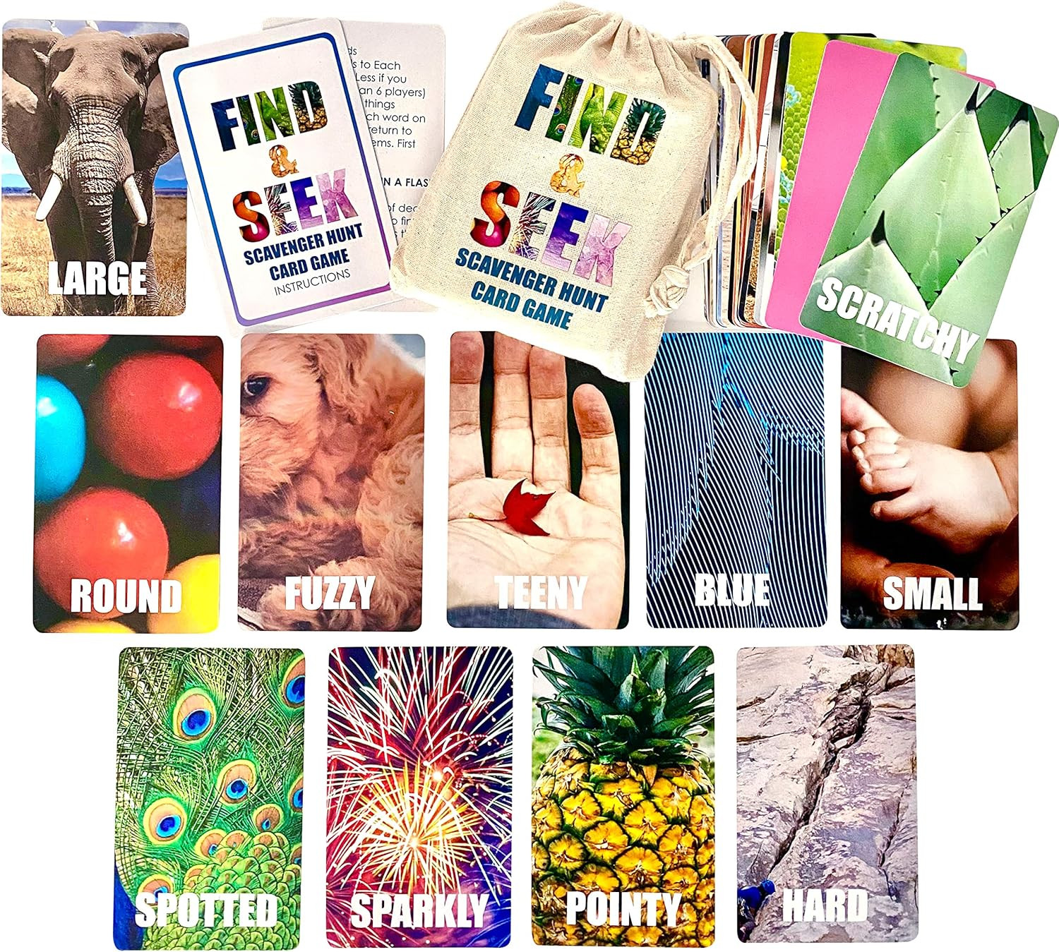 Find and Seek Scavenger Hunt Card Game, Indoor Outdoor Activities for Kids Toddl