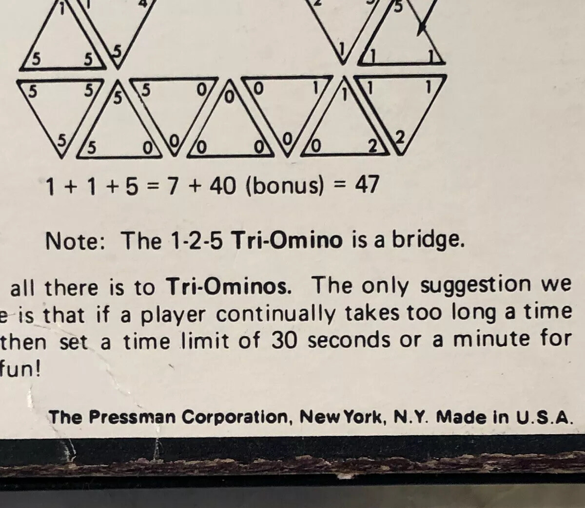 Vintage 1968 Pressman Tri-ominos The Triangle Domino Game # 4420 By Pressman Co.