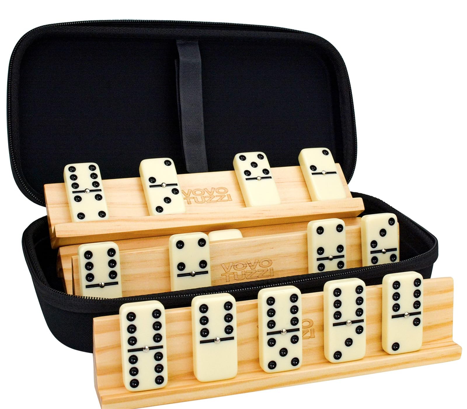 Vovotuzzi Jumbo Double 6 Dominoes Set For Adults Kids – 28 Ivory Domino Tiles 4