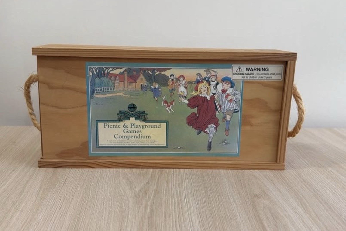 House of Marbles Picnic & Playground Games Compendium Used In Wooden Box J