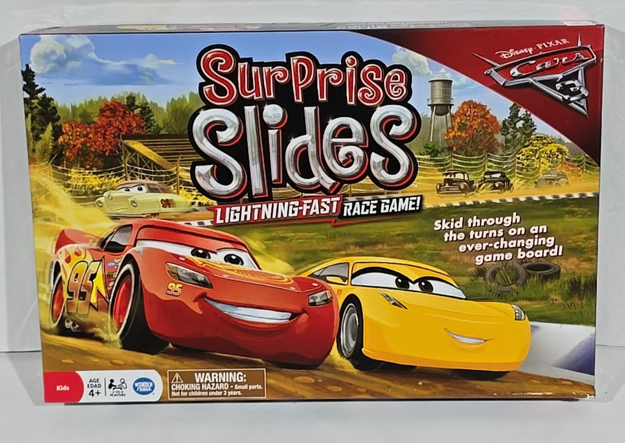 Disney Pixar Cars 3 Surprise Slides Lightning Fast Race Board Game Near Complete