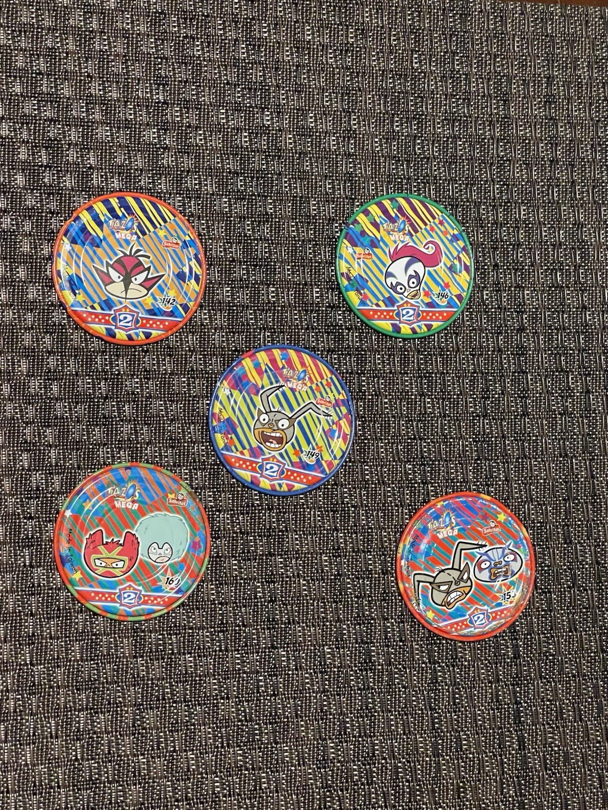 Lot Of 5 Rare Mega Tazos Pogs Mexico ¡MUCHA LUCHA! BIGER SIZE Metal