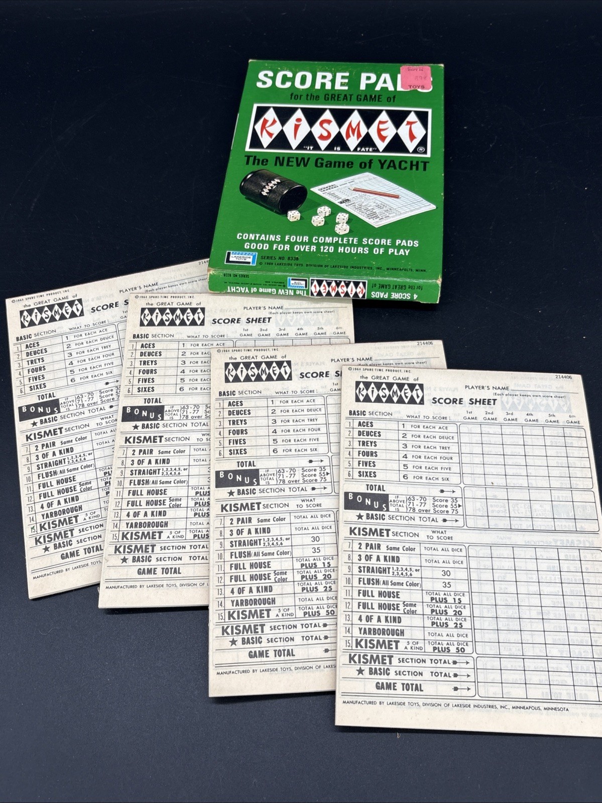 Vintage Yahtzee, Triple Yahtzee & Kismet Score Pads – 15 Pads Total