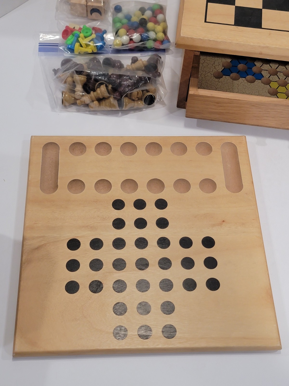 Board Game Set – 10 in 1 Tabletop Wood Game Center With Game Pieces