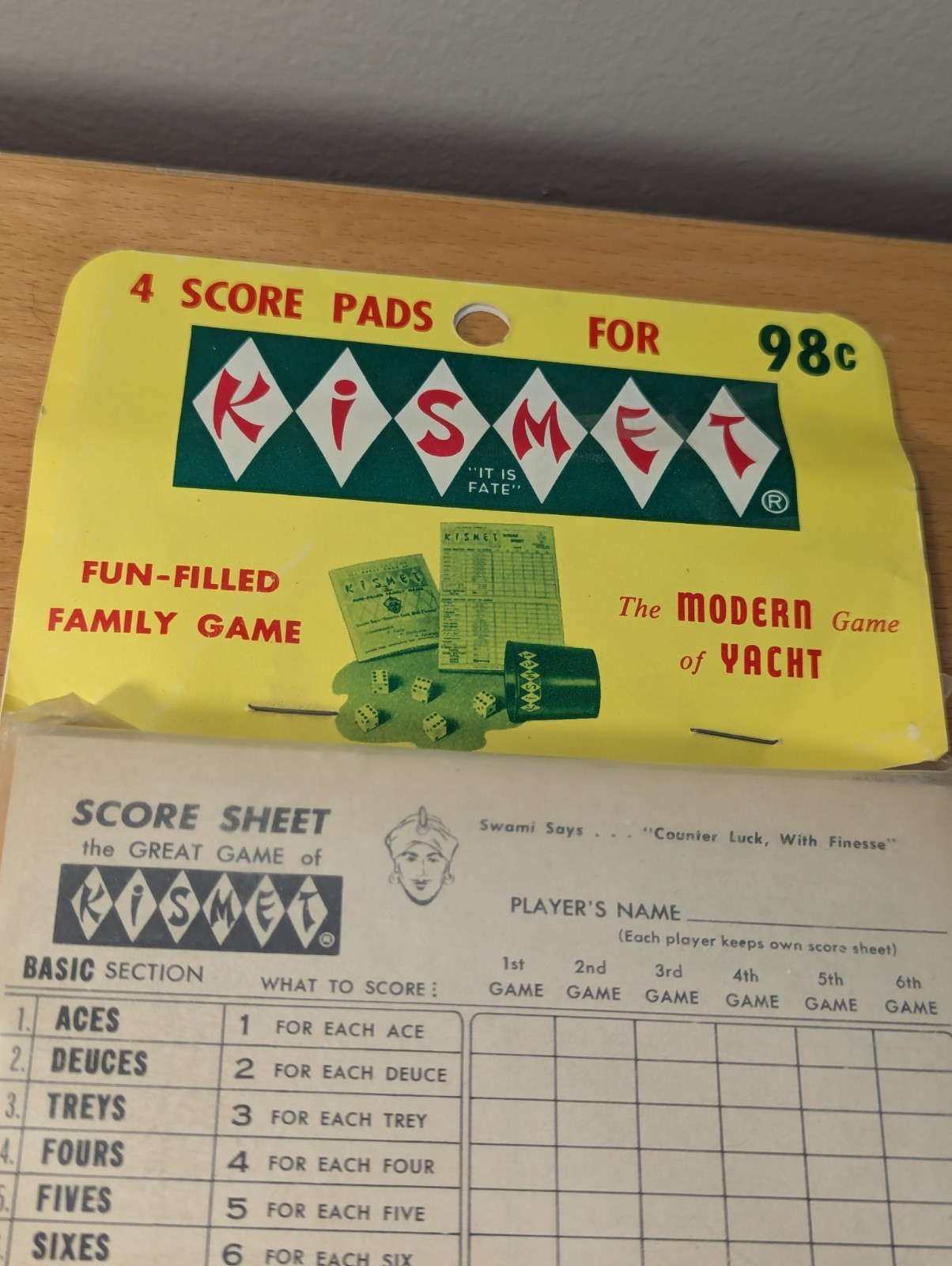 NOS Vintage 1964 Kismet Game Score Pads by Spare Time Products – 4 Pads – Sealed