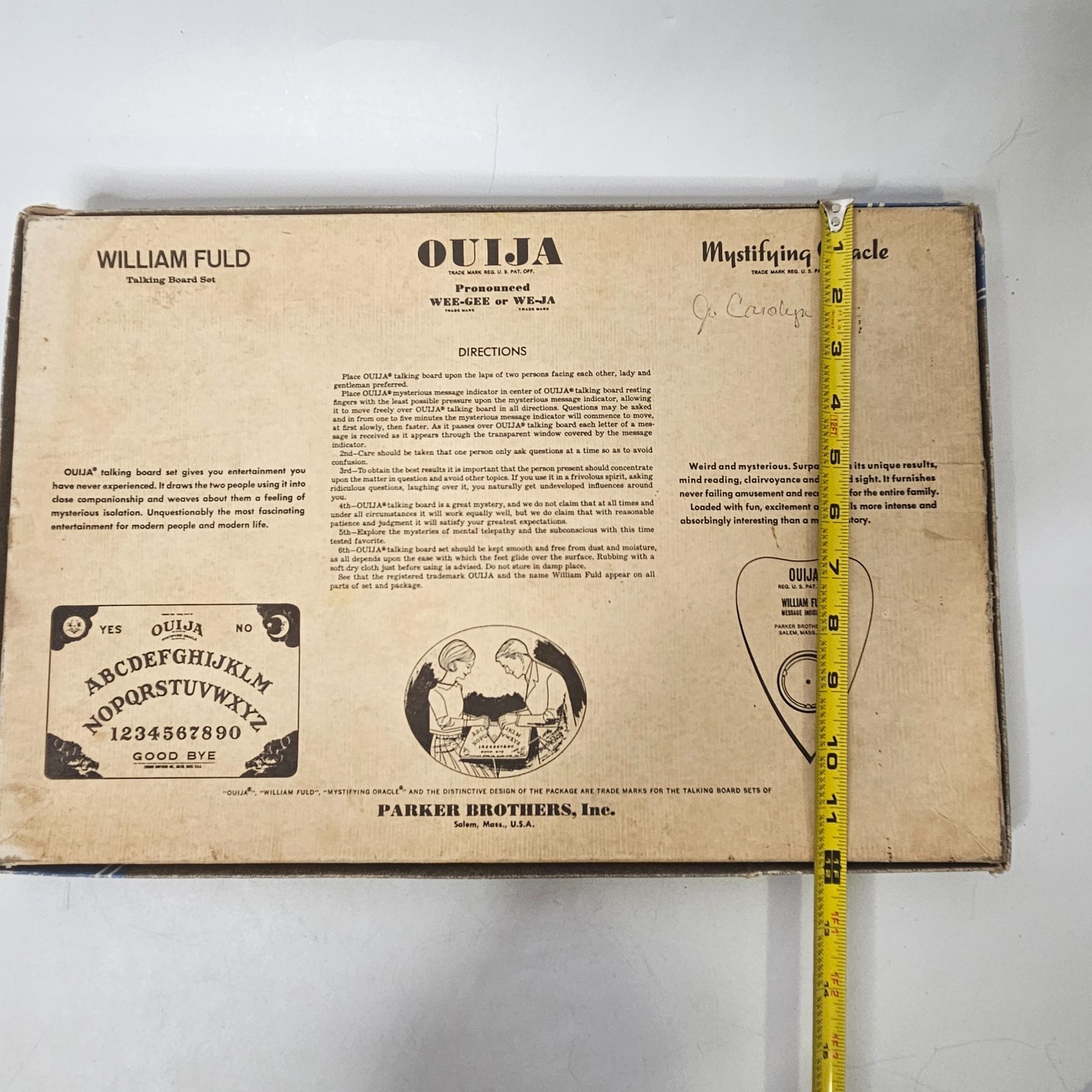 1967 Ouija Board Parker Brothers No.602 William Fuld Wooden Deluxe Edition Rare