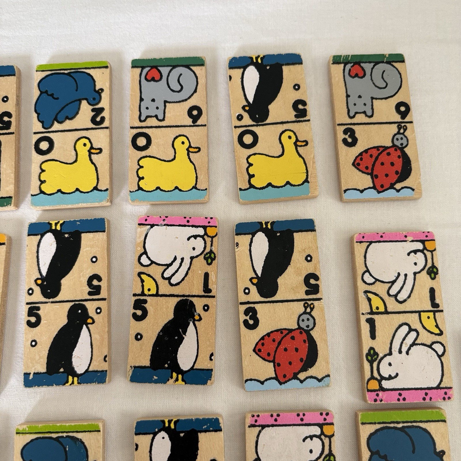 80s Wooden Animal Dominoes 21 Replacement Pieces Play Crafts Miniature Display