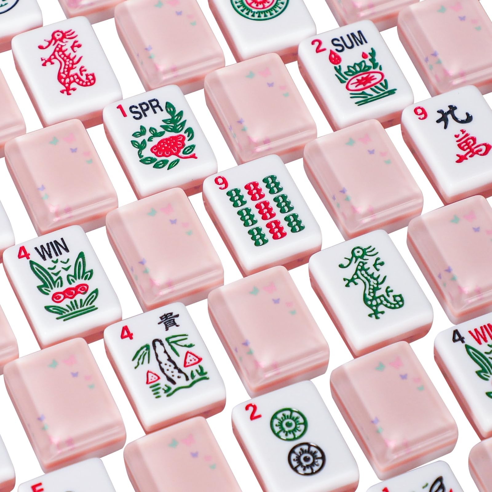 TIASUSAN American Mahjong Tile Set with 166 Quality Acrylic Tiles (1.2″ Pink,…