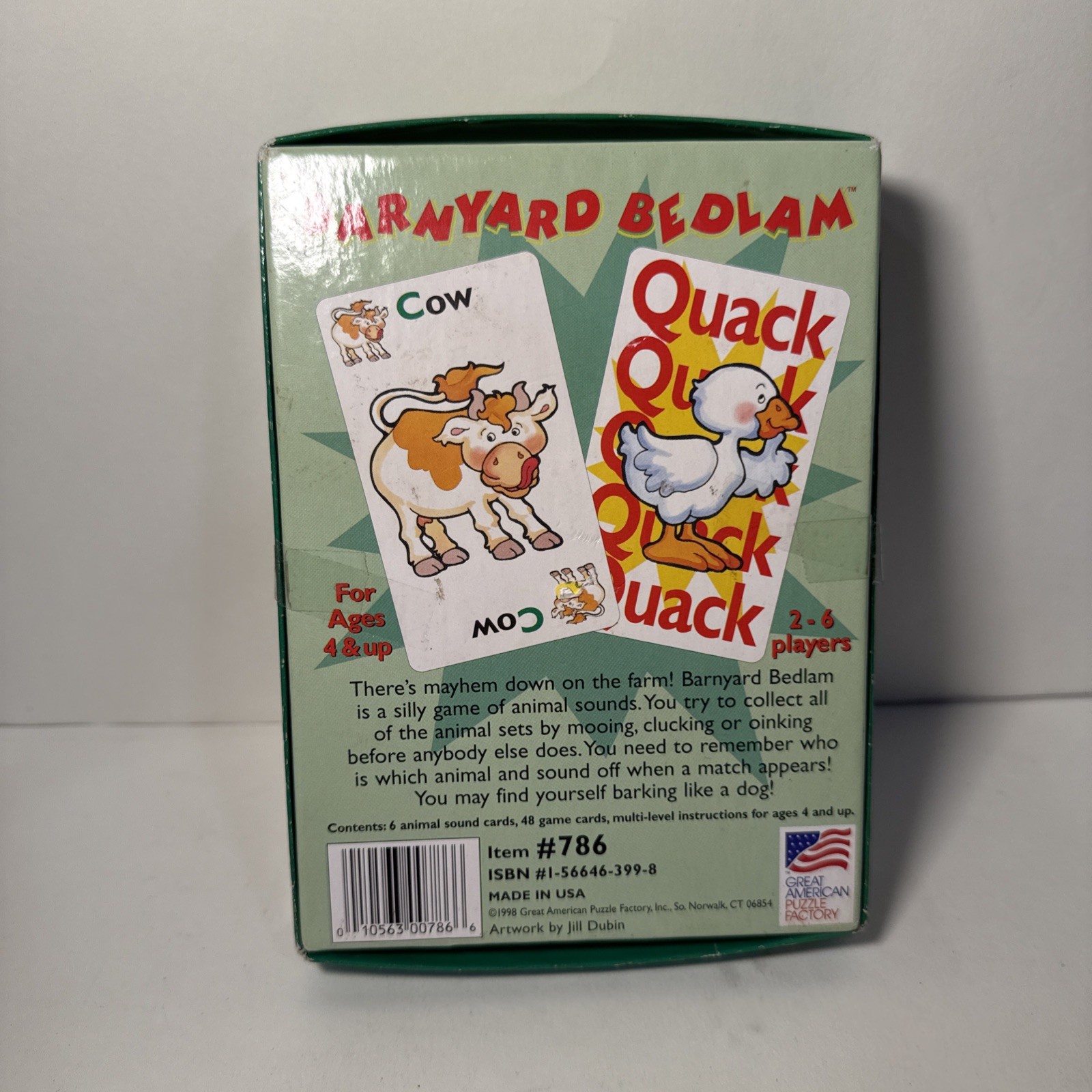 BARNYARD BEDLAM Kid’s Card Game Matching Animals – 1998 – COMPLETE Vintage