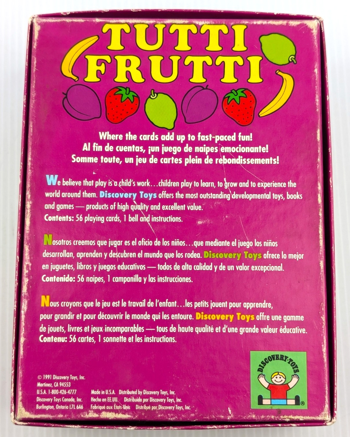 1991 Discovery Toys Tutti Frutti Card Game Fun Family 100% COMPLETE 1991