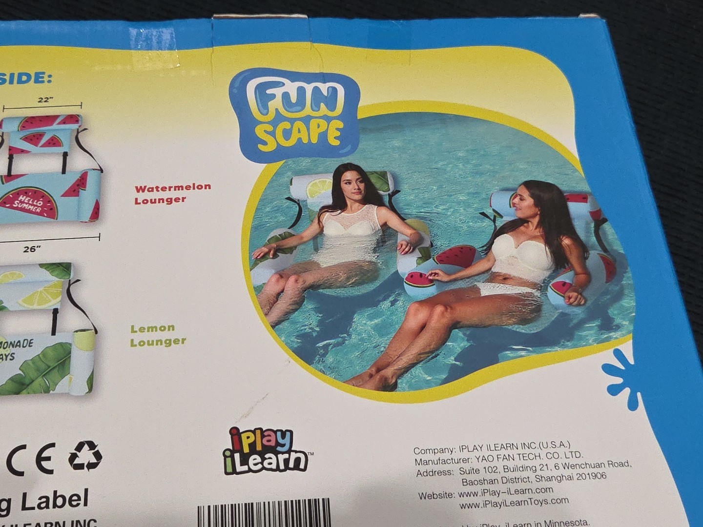 Inflatable Pool Floats Chairs 2 Pack Heavy Duty Fruit Pattern Funscape Adult
