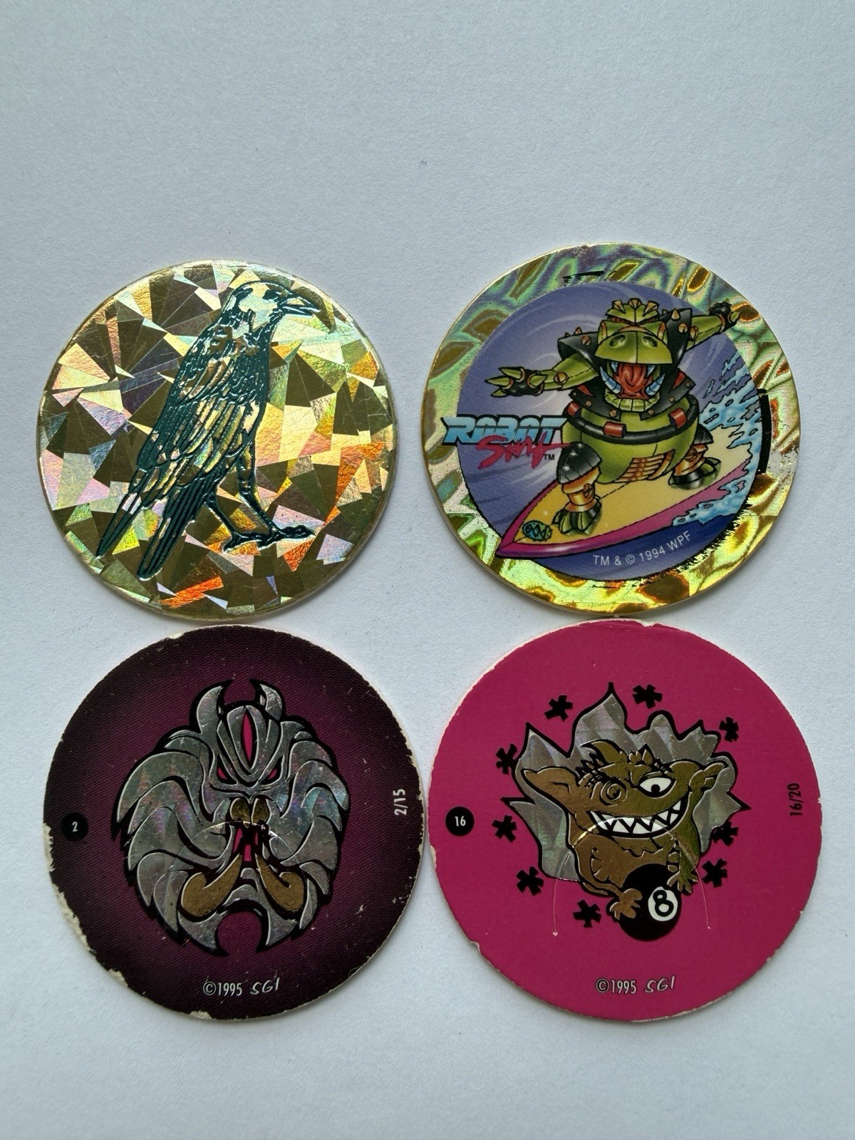 Vintage 1994-95 POG Lot Holographic Robot Slam WPF Pull Tabs SGI Raven 8 Ball