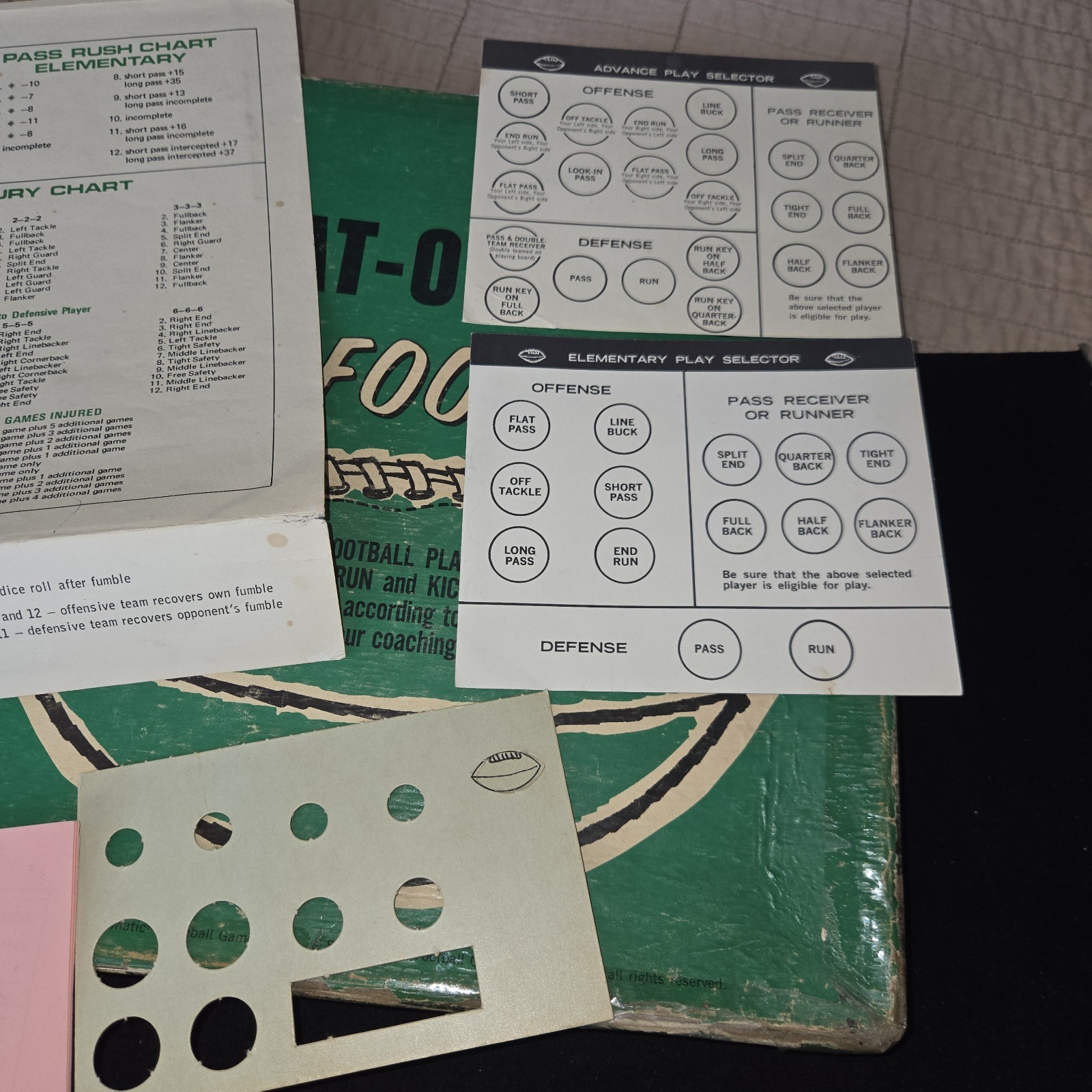 1972 1971 Season Strat-O-Matic Pro Football Sports Board Game missing Steeler