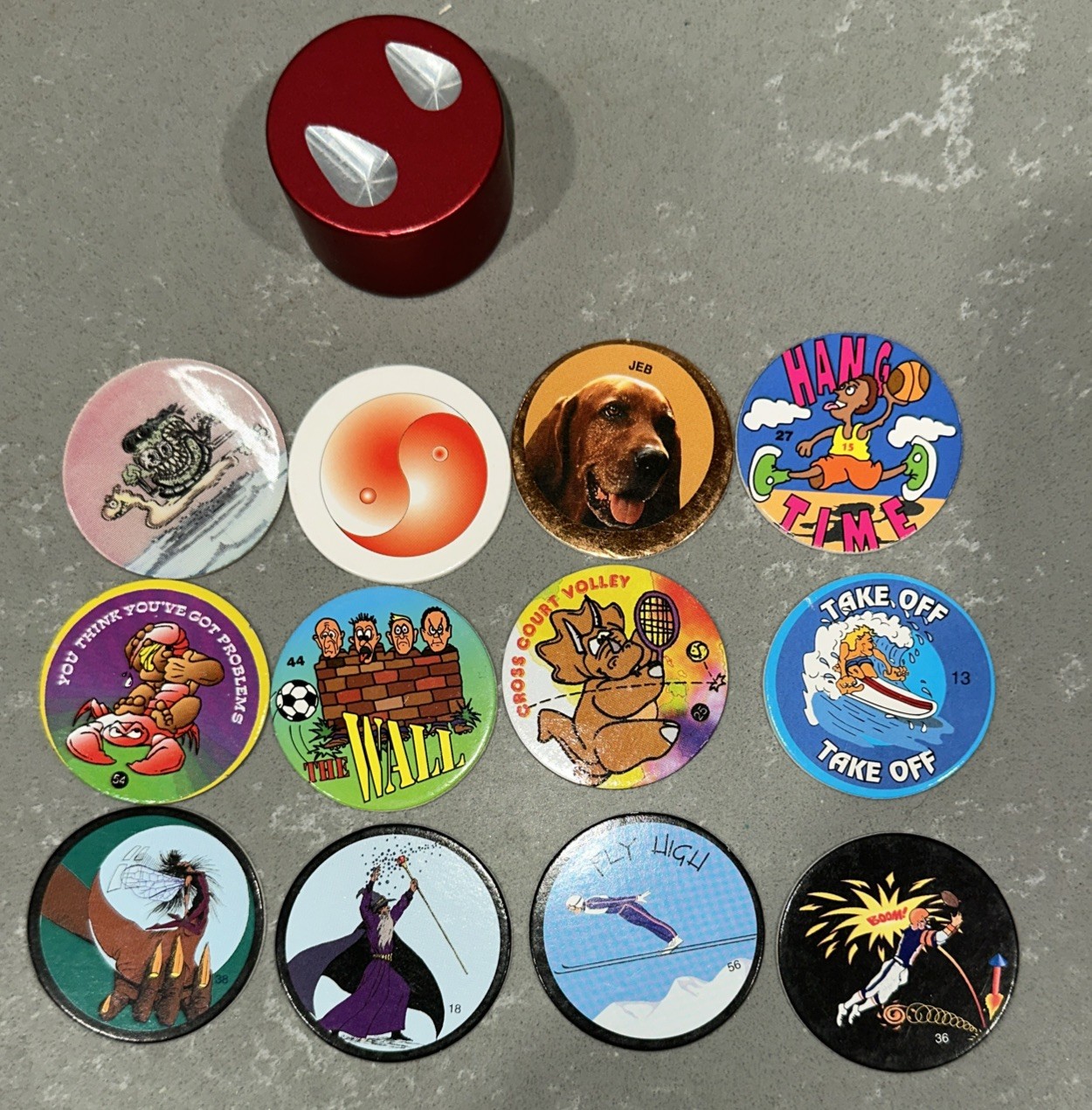 VINTAGE 1990s Lot of 104 POISON Skull Bones Pogs Slammer Whammers Milk Caps