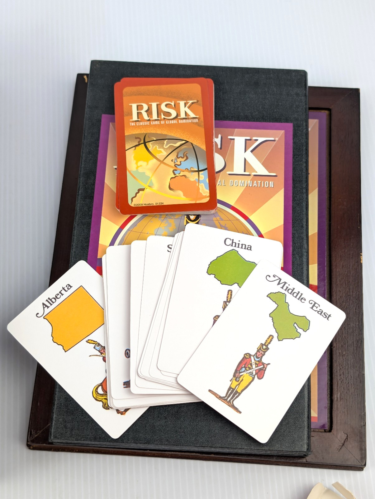 RISK Wooden Vintage Game Collection Edition Library Book Shelf COMPLETE Wood Box